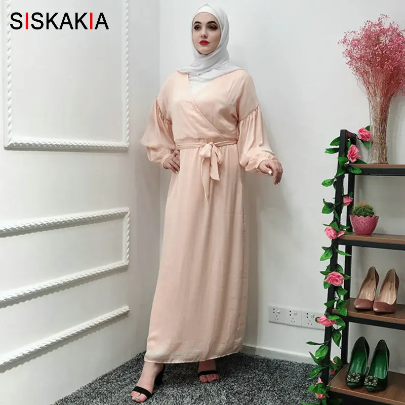 Платье с рукавами фонариками Siskakia однотонное платье большого размера плюс