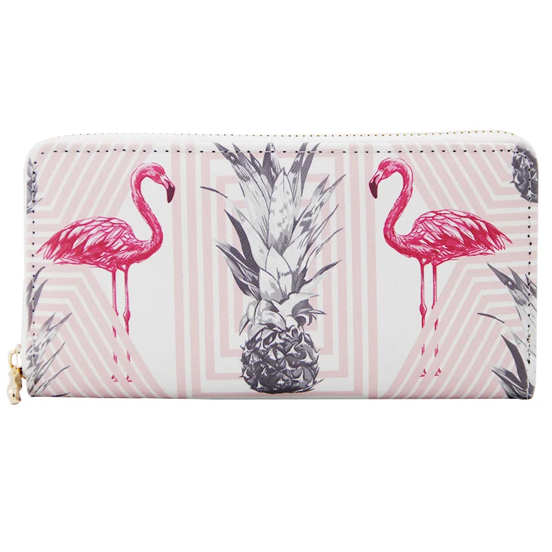 Badiya модный длинный кошелек с принтом Фламинго милый клатч для девочек Кошелек для монет Чехол для телефона женский Carteira - Цвет: Pink