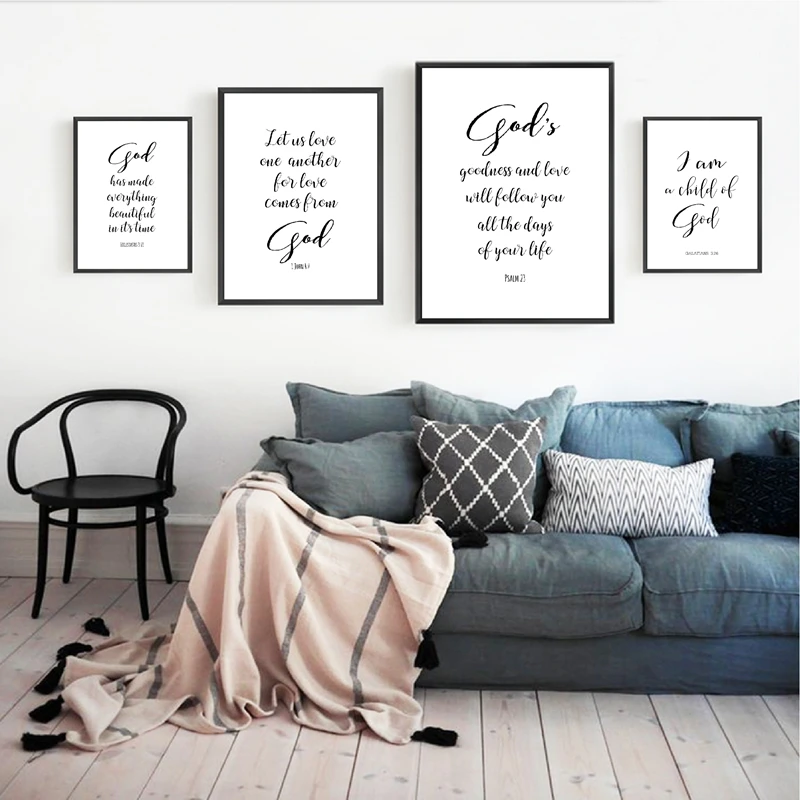 Download Love Quotes Bible Verses Typography Prints Christian Scripture Art Canvas Painting Black White Pictures Home Wall Art Decor Painting Calligraphy Aliexpress