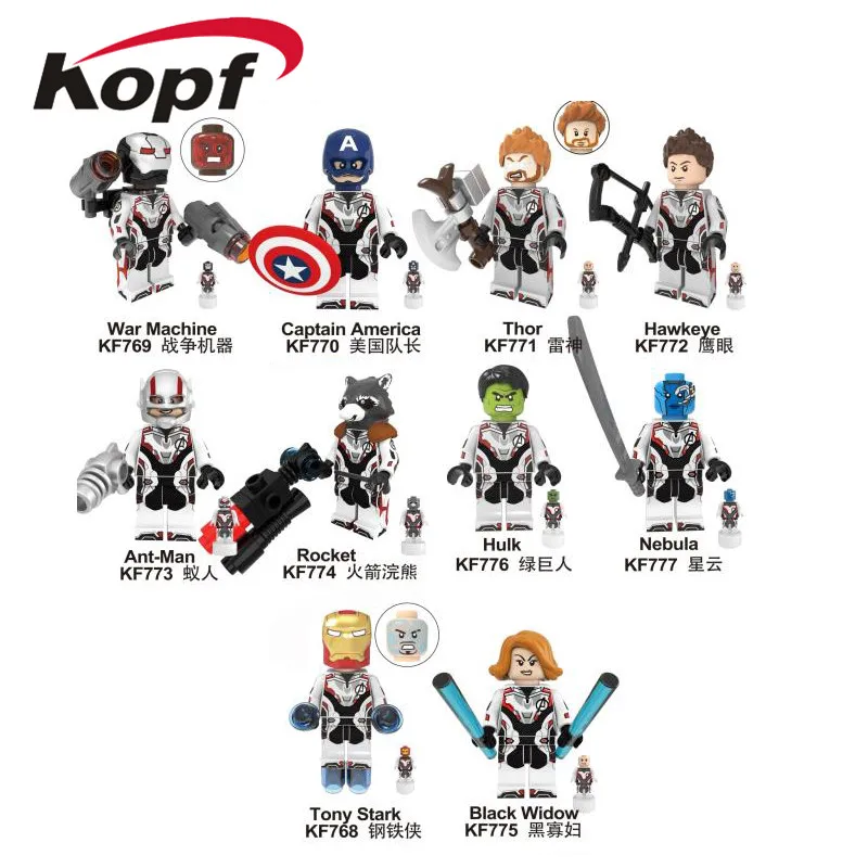 

Building Blocks Avengers 4 End Game Space Suit With Micro Figures Tony Stark War Machine Thor Hawkeye For Children Toys KF6076