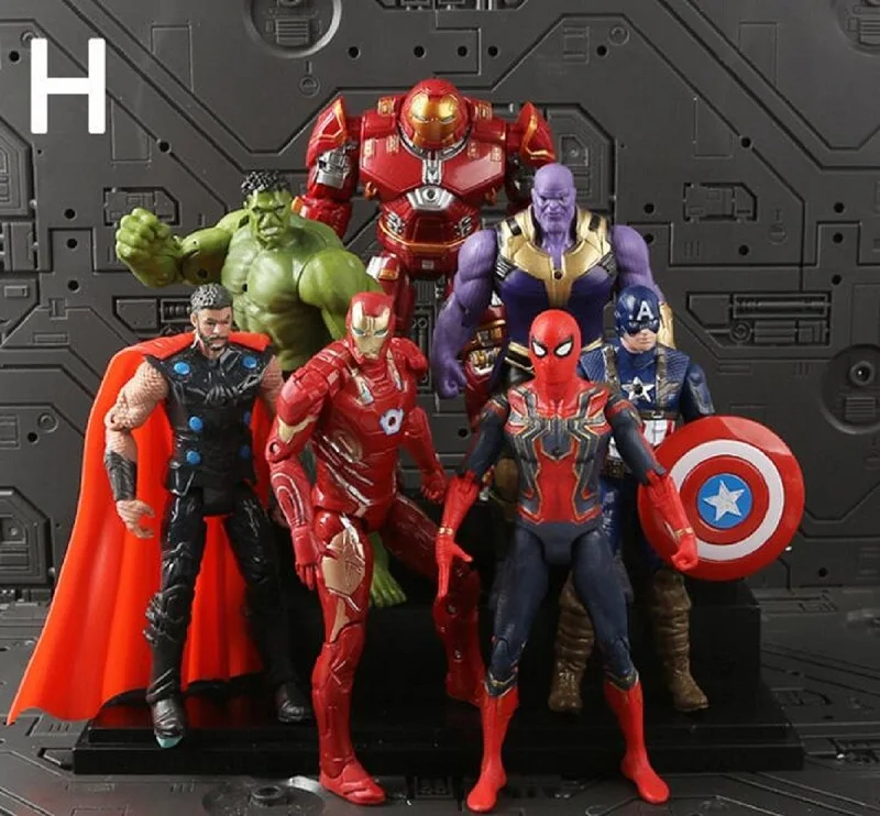 Супер Герой Мстители Набор фигурок игрушки 18 см человек паук Капитан Америка Халк игрушка Марвел 7 шт./лот