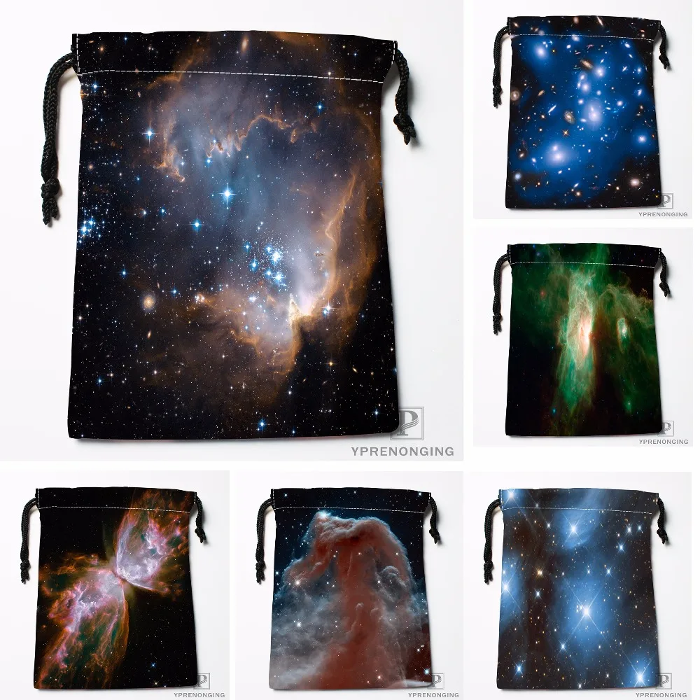 Custom Cool Shining Stars Space Drawstring Bags Travel Storage Mini Pouch Swim Hiking Toy Bag Size