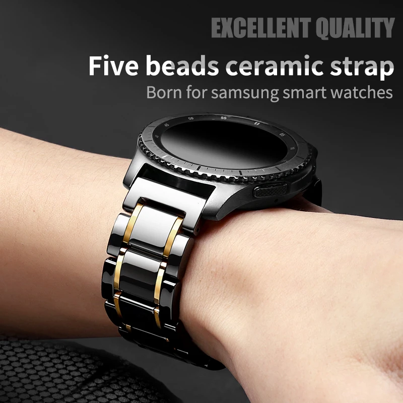Ремешок керамический 20 мм для Huawei watch 2 Amazfit Bip Samsung Galaxy Watch 3 Active gear S4/S2 (Classic) сменный