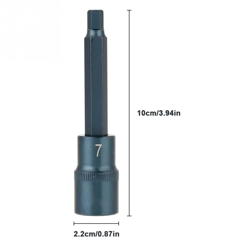 1/" H4 H5 H6 H7 H8 H10 H12 H14 H17 гнездо адаптера электрическая отвертка шестигранная розетка адаптеры Электроинструмент привод 100 мм длина инструменты - Цвет: H7