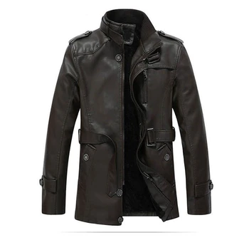 

New 80s high-grade Jackets Faux Leather Jacket Mens Black Autumn Winter pu Leather Clothing Fashion business casual Outerwear