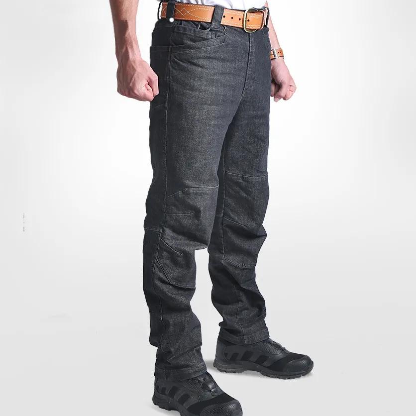 Городской Тактический Эластичный армейский веер черные тренировочные джинсовые брюки весна осень уличные походные спортивные штаны для верховой езды с эластичным карманом - Цвет: black