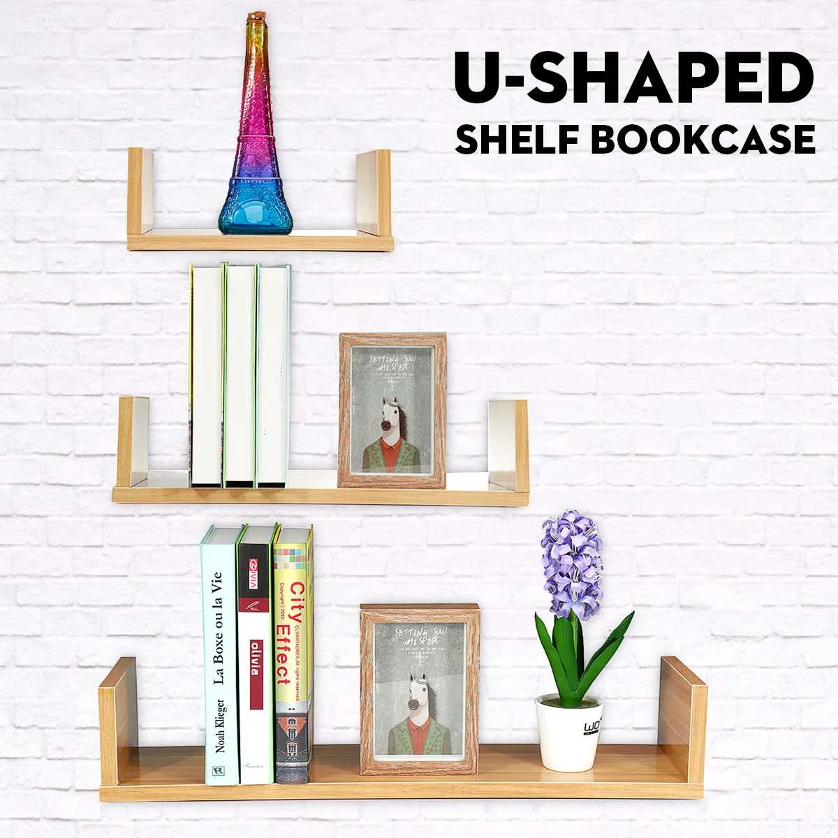 

Modern U Shaped Wall Shelf Floating Wall Mounted Shelf Display Unit Book Storage Shelves Saving Space Home DIY Decorative Shelf