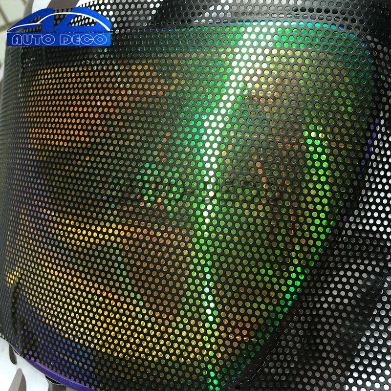 50*107cm/200cm Mesh Film One Way Vision Perforated Black Fly Eye Window Car Rear Light Headlight Le