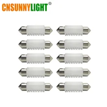 CNSUNNY светильник, 10 шт., фестон, светодиодный, керамический, Белый SMD, автомобильный светильник для номерного знака, авто интерьер, купольная лампа для чтения, лампочки, DC 12V 24V 5500K