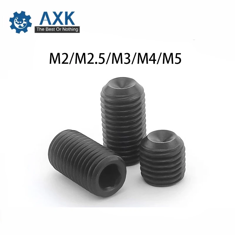 Grub Screws Socket Set Carbon Steel Black M2 M2.5 M3 M4 M5 M6 High Electrical Lot (50 Pieces/lot) 50pcs Din916 Metric Thread |