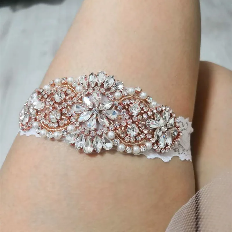 type4 narrow lace Свадебные аксессуары для невесты белый кружевной эластичный пояс для подвязки со стразами - Цвет: type4 narrow lace