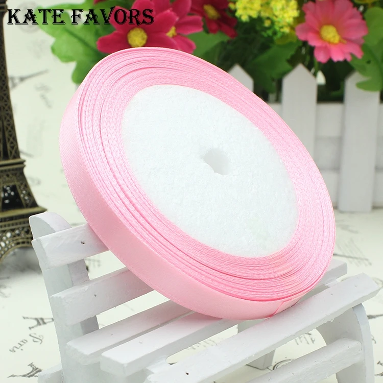 

25 Yards Pink Color Satin Ribbons 1/4" 6mm For Diy Crafts Headband Bow Scrapbooks Wedding Decoration Satin Ribbons Tape