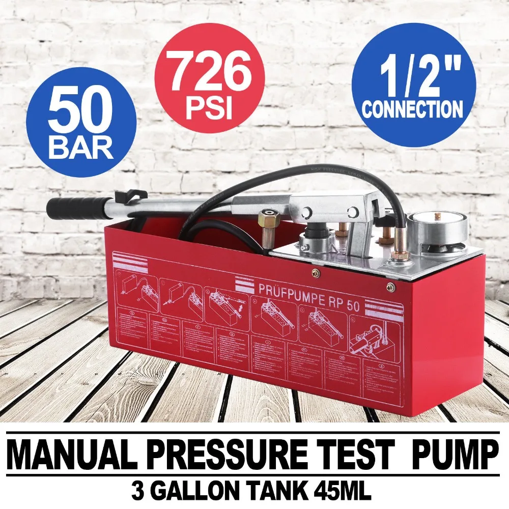 

Manual Pressure Test Pump 50 Bar Pressure Test Pump 12L Hand Test Pump (Manual)