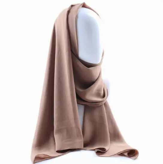 Z70 женский однотонный шифоновый хиджаб с морщинками шарф хиджаб шарф повязка на голову модный кашне в мусульманском стиле/шарф 180*75 см