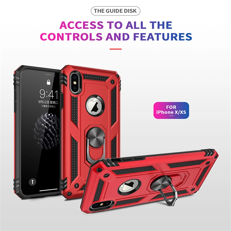 Luxury Armor Soft Shockproof Case For IPhone X XS XSMAX XR On The Robot Shell Silicone Bumper Metal Ring |