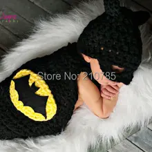 Черная накидка "летучая мышь" с шляпа для фотографирования новорожденных Prop 2 шт набор NB-6M