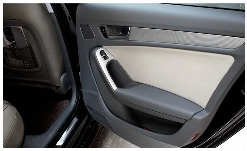 Автомобильный Стайлинг Дверь панель подлокотника крышка отделка окна стекло Лифт кнопки переводная картинка в виде рамки полосы из нержавеющей стали стикер для Audi A4 B8 LHD