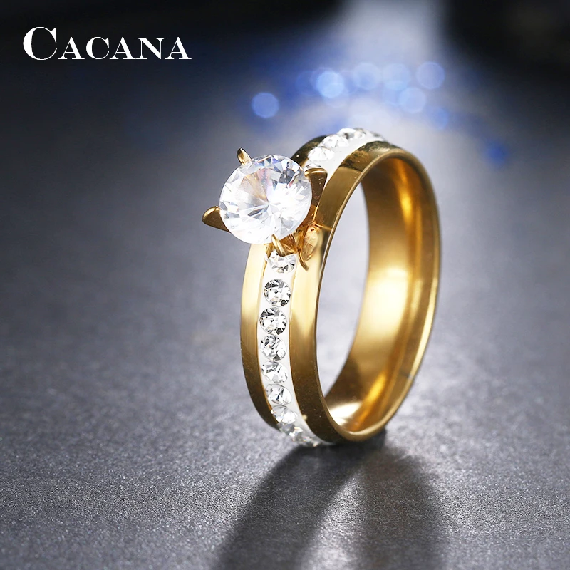 CACANA Titanium Stainless Steel Rings Top Quality Rings For Women Fashion Jewelry Wholesale NO.R110