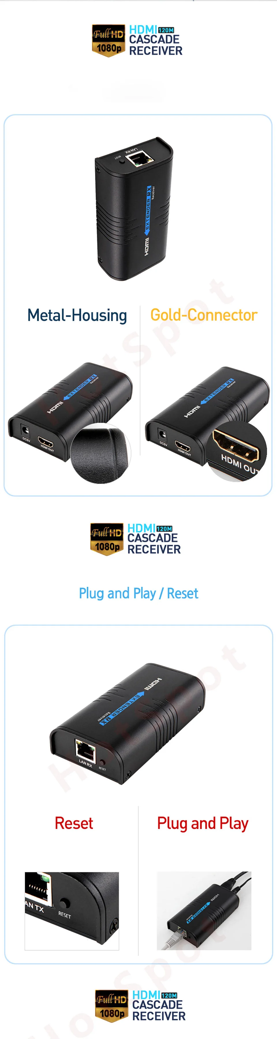 HSV373 HDMI Extender Ethernet Support 1080P 120m HDMI Extender Ethernet Over Cat5Cat5eCat6 Rj45 HDMI Over IP Extender (20)