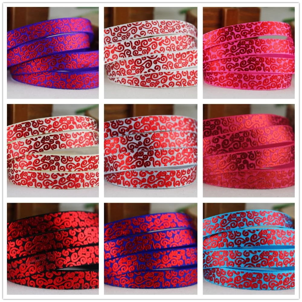 1511229 3/8 '✐ мм узоры Горячие красные печатные grosgrain ленты DIY материалы ручной