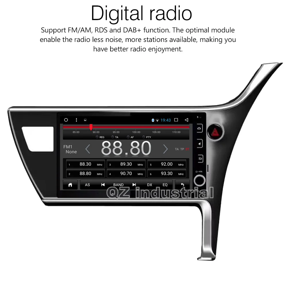 Sale QZ industrial 10.2" Android 8.1 T3 Right driving for Toyota corolla 2017 Car DVD player with Camera 3/4G WIFI Radio Navi GPS RDS 2