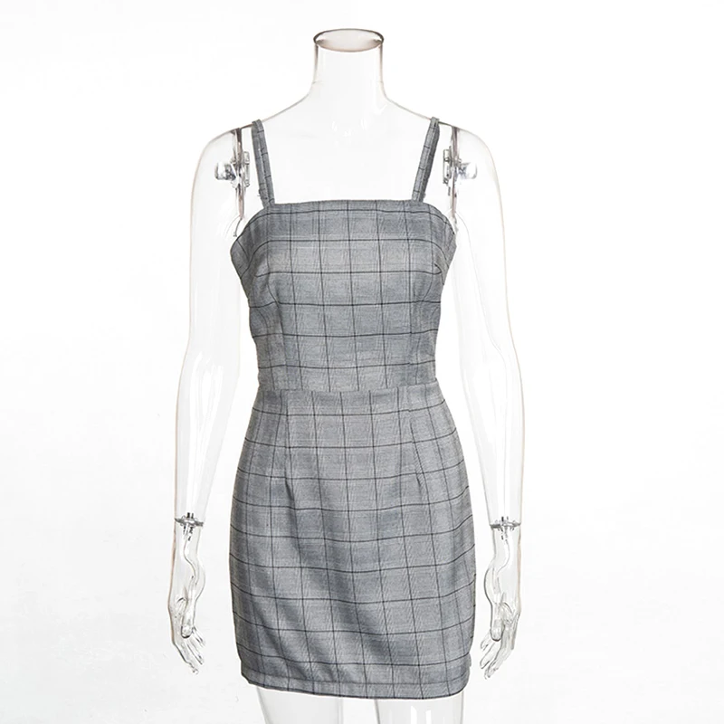 grey plaid bodycon dress