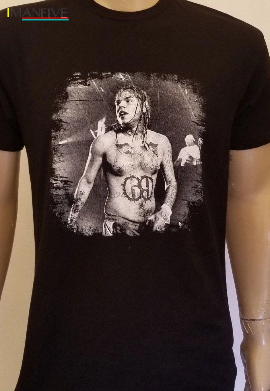 

Tekashi69 Black T-shirt Lil Tekashi 6ix9ine Tee Fifi Rap 69 Men O-Neck Fashion Casual High Quality Print T Shirt