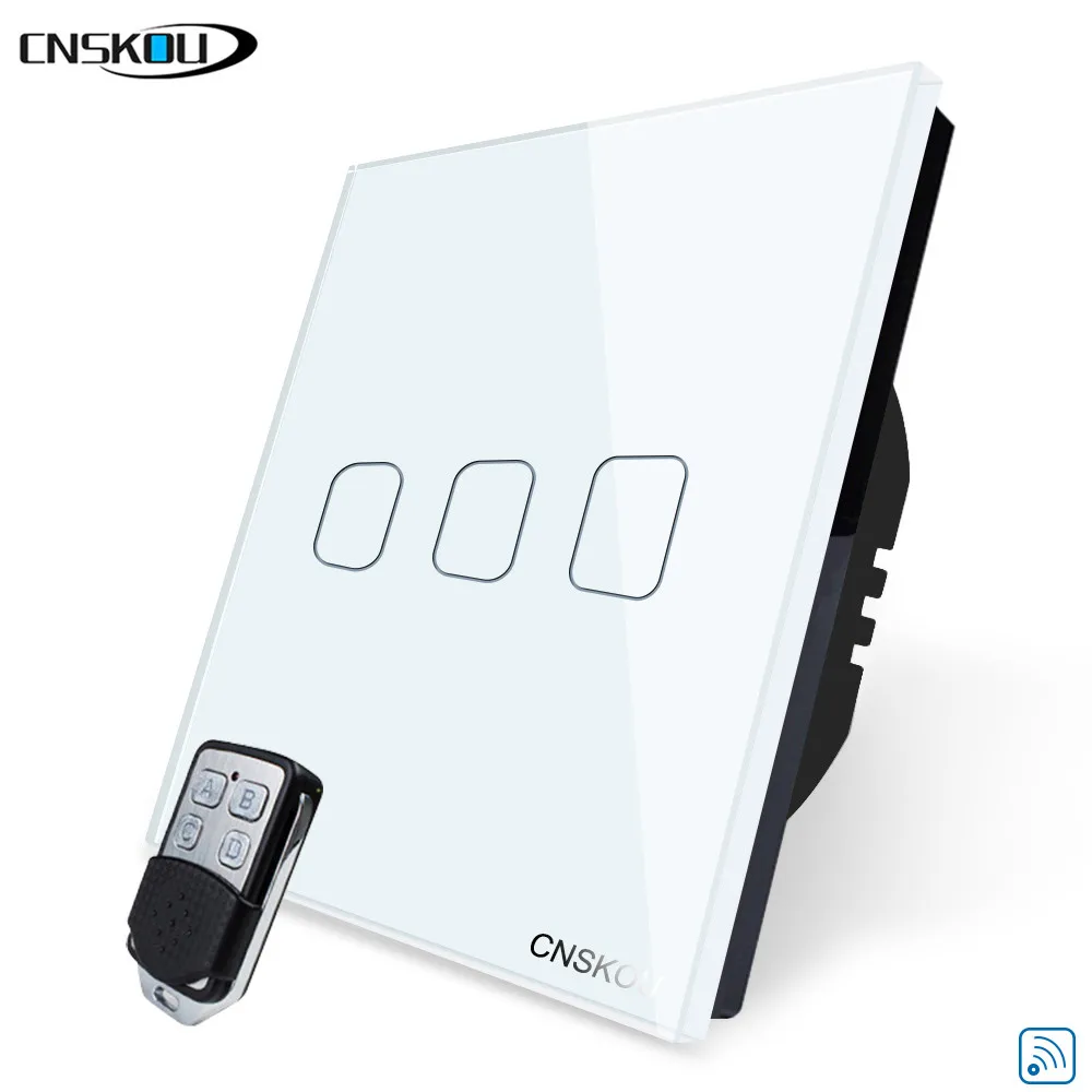 

Cnskou EU/UK Standard Light Switch Remote Control Touch Switch Smart Automation Waterproof Switch, 3Gang1Way, AC110-220V