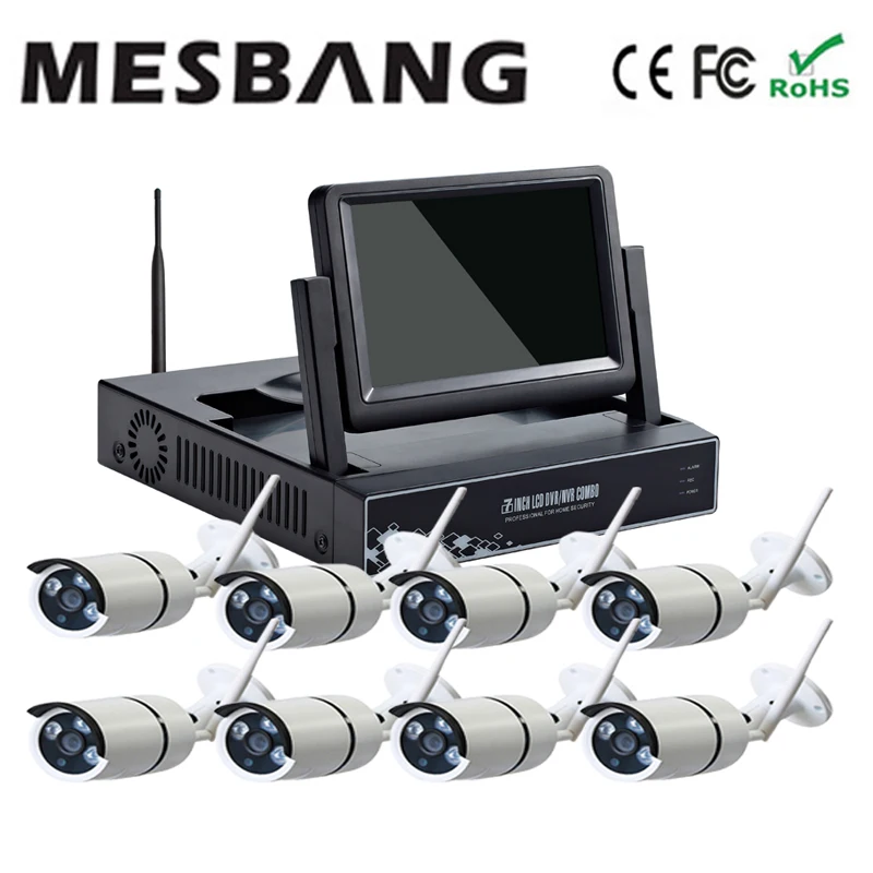 Mesbang 960P 8ch wifi wirless font b outdoor b font security system kit delivery with 7