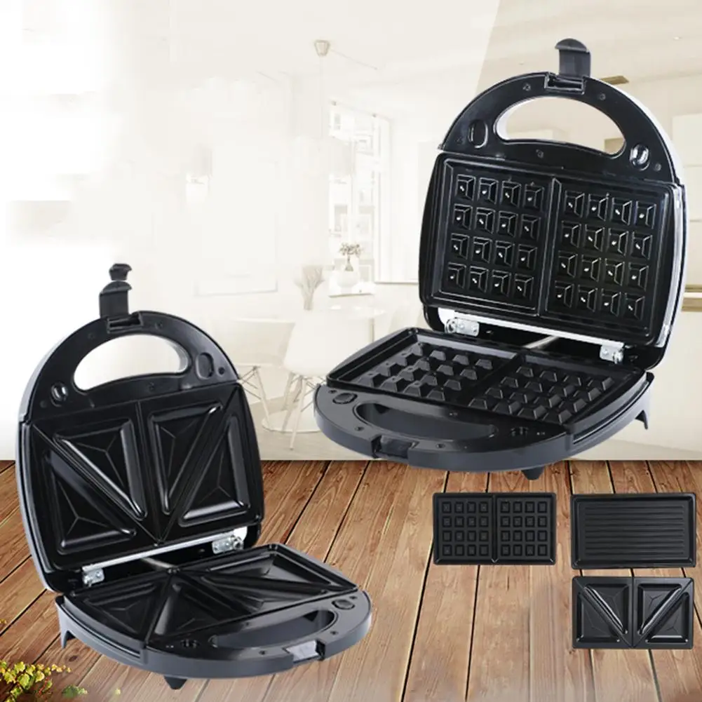 

1 Set 3-in-1 Electric Sandwich Maker Toaster Kitchen Breakfast Waffle Bread Machine