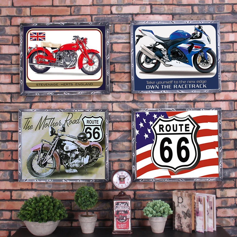 Автомобильный номерной знак Route 66 фотолампа знаки украшение для стен в баре клубе