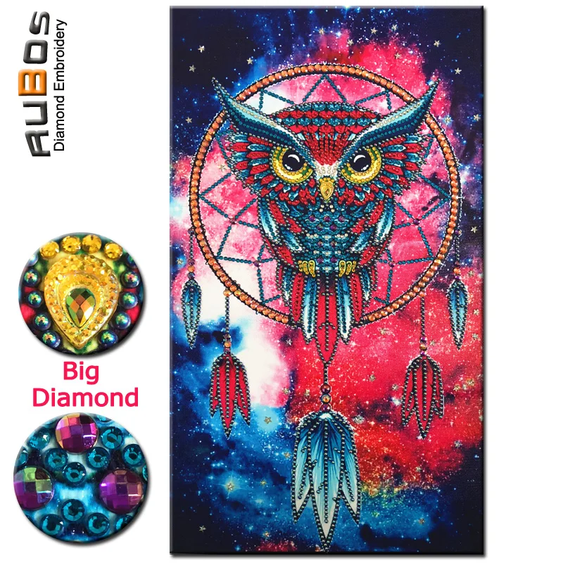 RUBOS DIY 5D Diamond Painting Dreamcatcher Owl Diamond Embroidery Big Crystal Mosaic Sale Picture Gift Hobby New Wall Decor Kits (1)