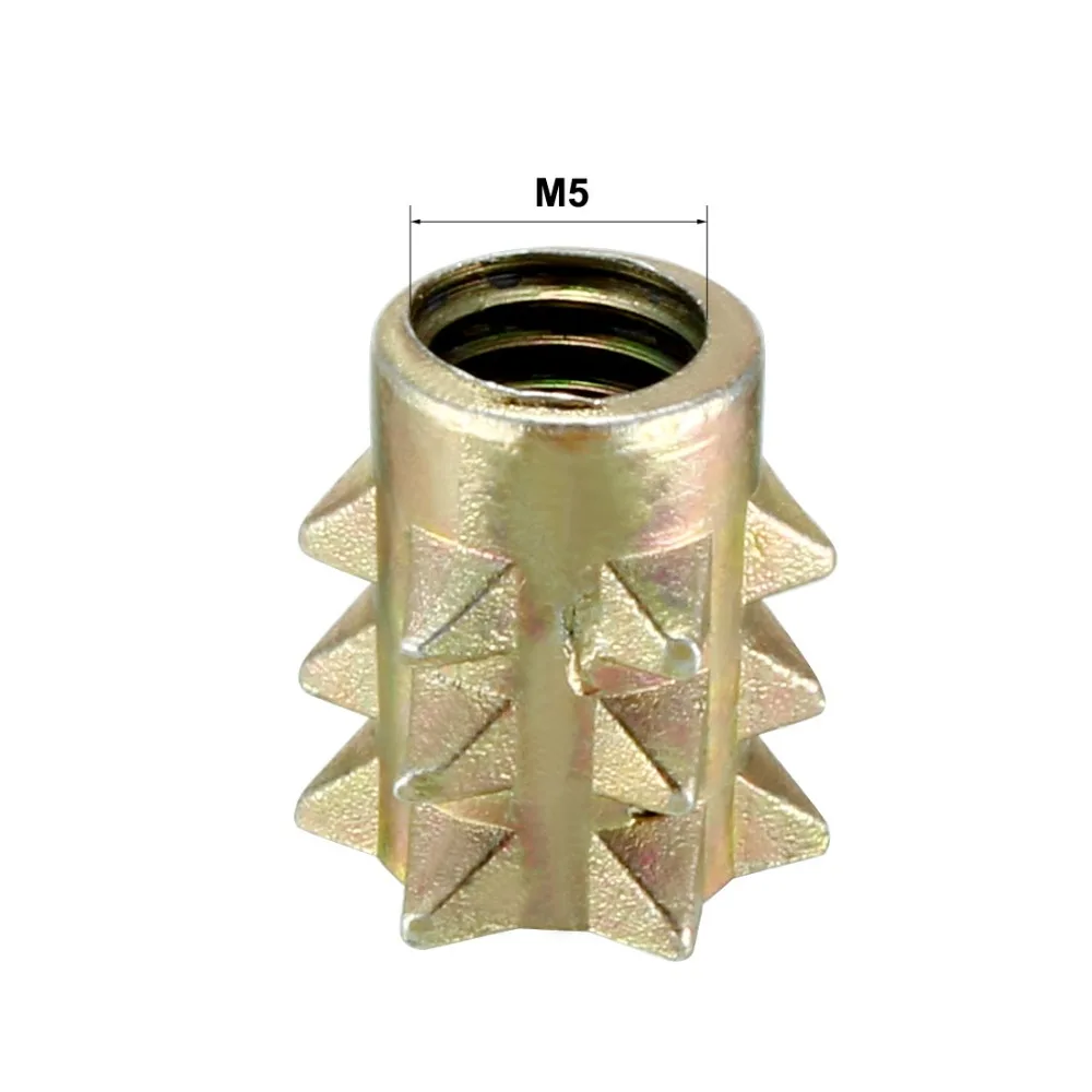 Uxcell 30 шт. Длина 10 мм M4 M5 M6 мебельная фурнитура орехи деревянной вставкой E-гайки винты вставка с резьбой цинковый сплав бронзовый тон