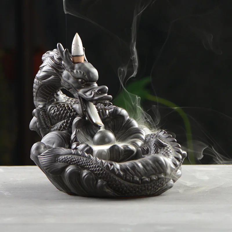 F Dragon Burner Smoking Backflow Home Decor Cone Incense Burner Home