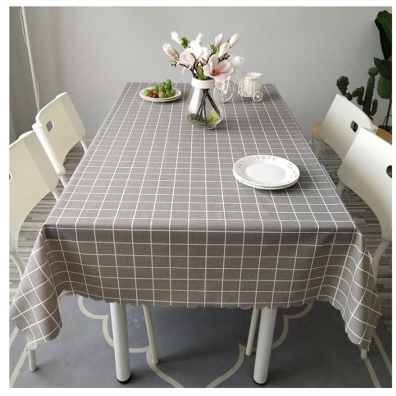 

New Simple Grid PVC Table Cloth Waterproof Oilproof Table Cover For Dinner Multi Sizes Home Decor Dustproof Tablecloth mantel