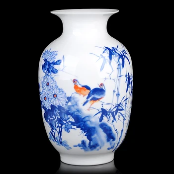 

blue and white ceramic flower bottle bottle gourd live and work in peace modern fashion decoration Home Furnishing