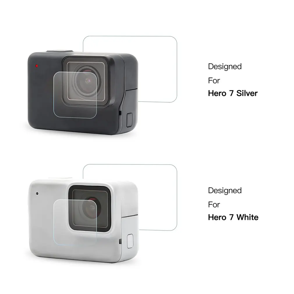 Закаленное Стекло Экран протектор пленочная линза Кепки чехол для экшн-камеры Gopro Hero 7 серебряный/белый Камера высокое качество