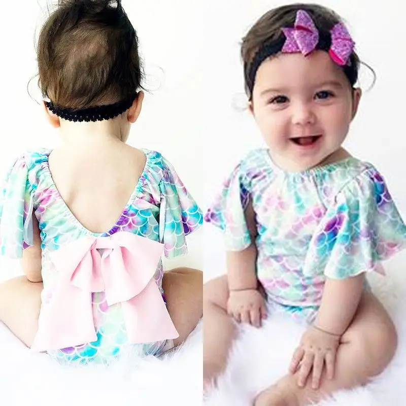 

Bikini Swimsuit Swimwear kids Toddler Baby Girls Fish Scale Shining Mermaid One Piece Monokini Bikini Swimsuit Swimwear Bathing