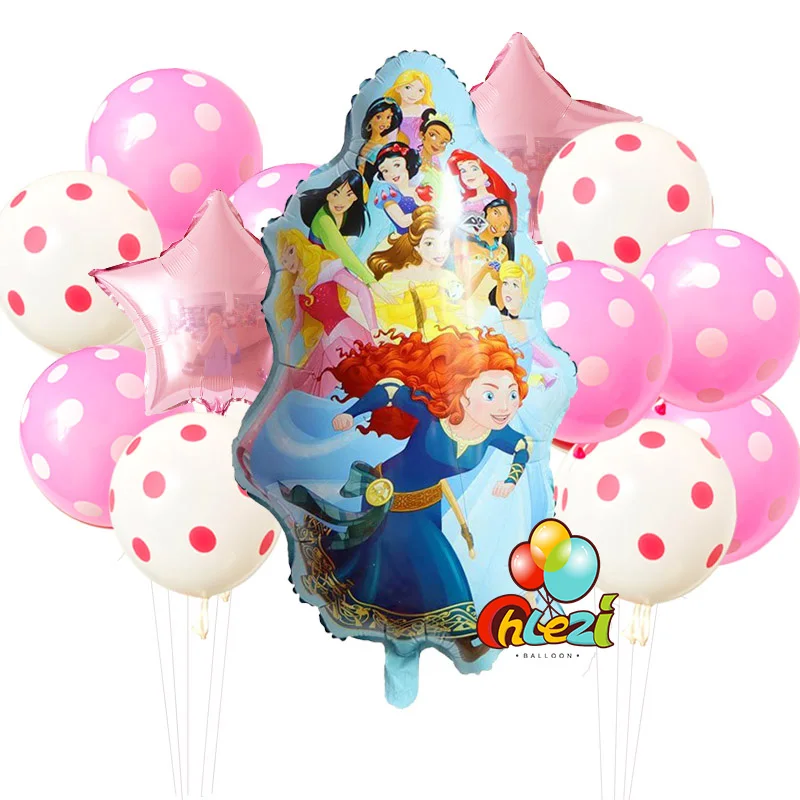 

13pc Princess Globos Baby shower Merida Snow White Cinderella Jasmine Mirror ballon Birthday DIY Party decor supply Mother & kid