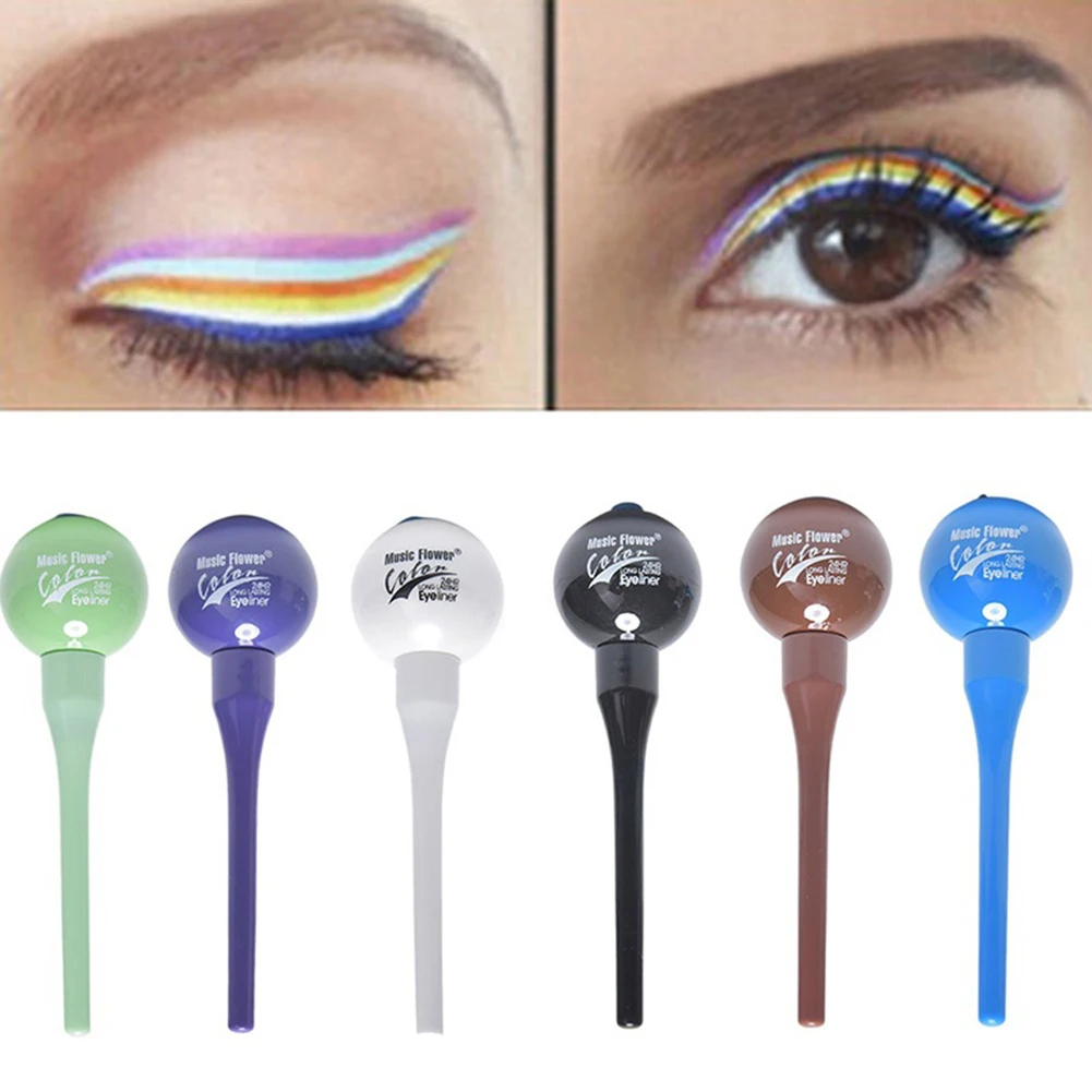 

New Brand Makeup Rainbow Color Eyeliner Lollipops Colorful Liquid Eyeliner White Purple Blue Green And Brown Waterproof Eyeliner