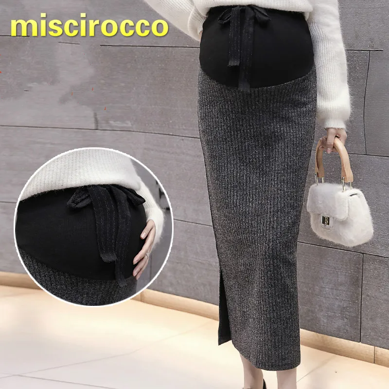 

Pregnant Women's Skirts Autumn and Winter Women's Skirt Long Maternity Skirt Knitted Skirt Black OL Big Elasticity