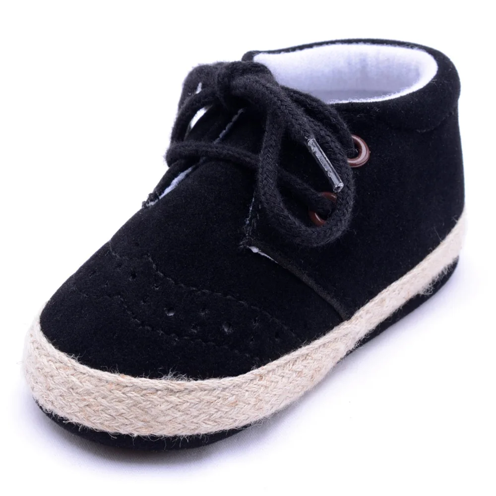 Обувь для новорожденных; Кроссовки для новорожденных мальчиков и девочек; стиль; однотонные ботиночки с хлопковой подошвой; светящаяся обувь для малышей - Цвет: Black