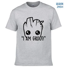 Футболка из хлопка, мужская, Звездные войны, аниме, детская, поп, Грут, летняя, забавная, я Грут, футболка, мужские крутые топы, футболки, Homme, футболка, евро