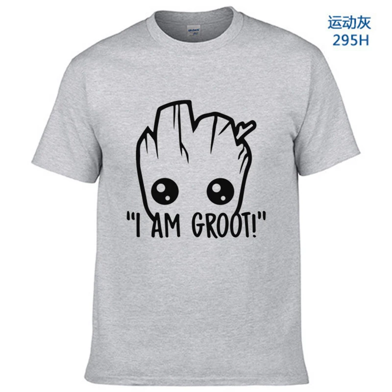 

100% Cotton t shirt men Star Wars Anime baby pop groot Summer funny I AM GROOT T Shirt Male Cool Tops Tees Homme Tshirt EUR