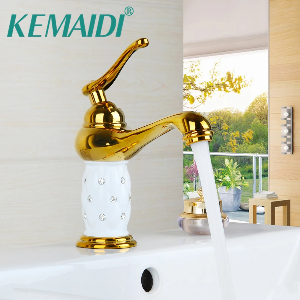Kemaidi رو غسل حوض صنبور سطح جبل الغرور الحنفية بالوعة الحمام خلاط soild النحاس الذهب الماس الكريستال الجسم الحنفية