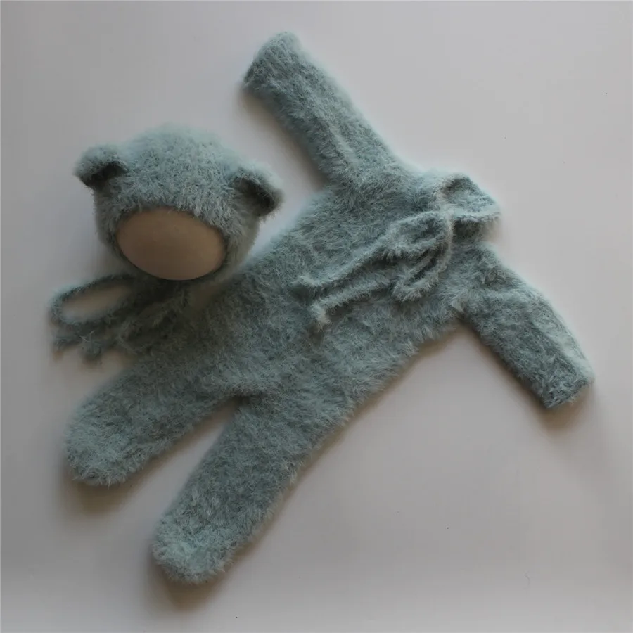 Одежда для новорожденных с пушистым медведем, детский комбинезончик с носочками для новорожденных, реквизит для фотосессии, комбинезон с капюшоном для новорожденных