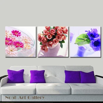 

3 Piece Colorful Flower Canvas Print Modern Wall Art for Home Dinner Decorative Printed on Canvas Waterproof unframed