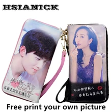 Женский свадебный подарок на день рождения, Длинный кошелек на молнии, клатч, Сумка с фото принтом, ручная работа, дамская сумка, женский кошелек