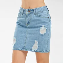 Лидер продаж, женская летняя Модная Джинсовая Однотонная юбка для студентов, повседневные короткие юбки с дырками на пуговицах, уличная трендовая юбка,# Y8