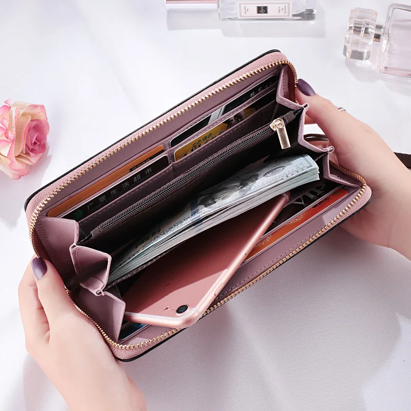 Brand Designer Wristband Wallets Women Many Departments Clutch Wallet Female Long Large Card Purse Ladies Handbag